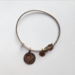 Alex and Ani Neice Sunflower Charm Bracelet Bangle Silver
